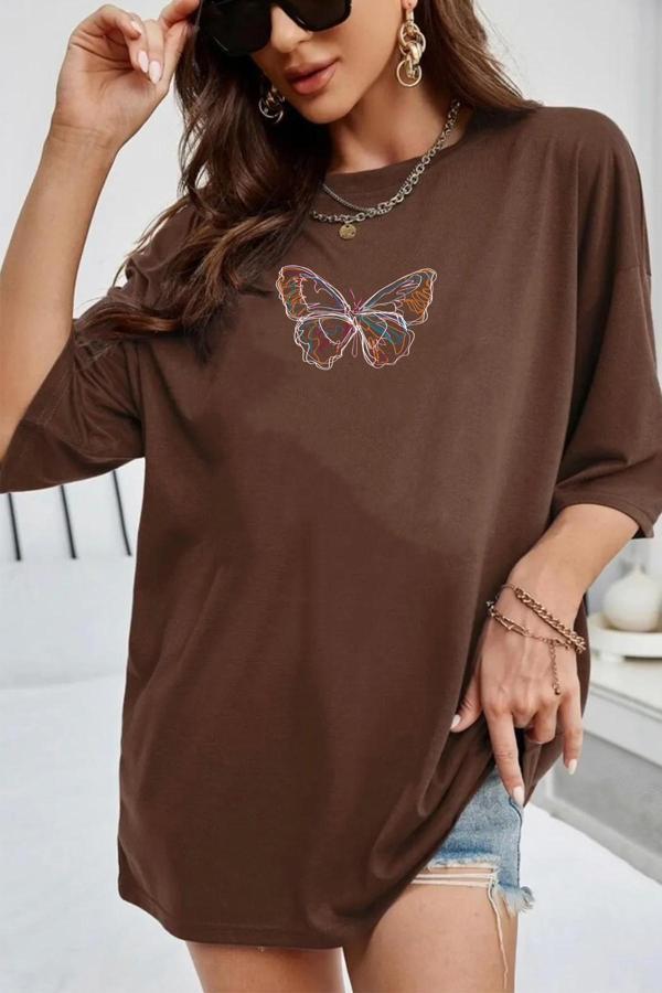 Unisex Butterfly  Baskılı T-shirt - Image 1