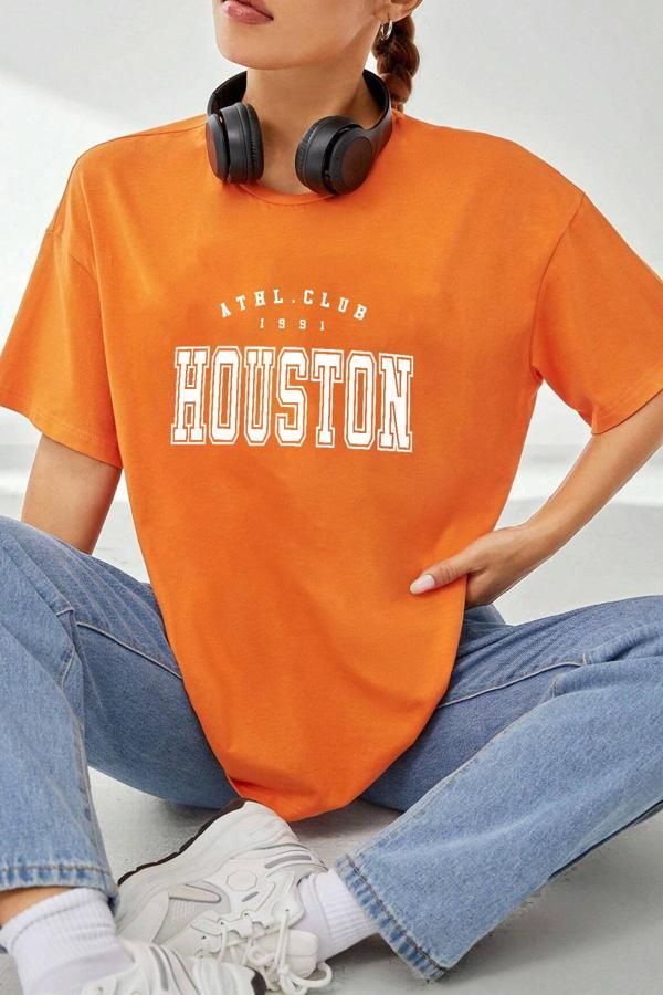 Unisex Houston Baskılı T-shirt - Image 1