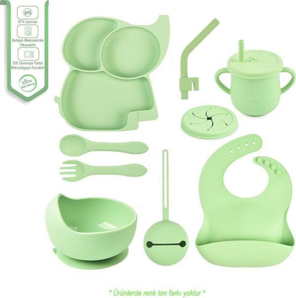 Jojobebek Silikon Beslenme Seti Vakumlu Mama Tabağı Ve Kasesi - Önlük - Çatal - Kaşık - Bardak - Pipet - E.Kılıfı - Image 1