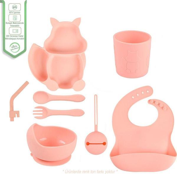Jojobebek Silikon Beslenme Seti Vakumlu Silikon Mama Tabağı Ve Kasesi - Önlük - Çatal Ve Kaşık - Bardak - Image 1
