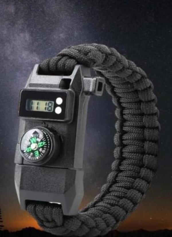 Nurcamp Paracord Acil Durum Sos Led Işıklı+ Pusula Ve Düdük Ateş Başlangıcı Magnezyum Çubuk - Image 1