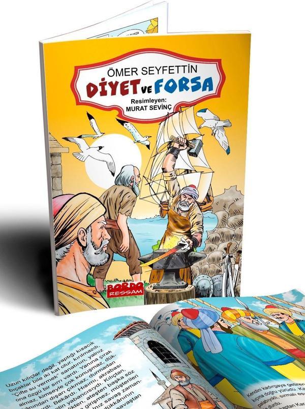 Ömer Seyfettin Hikayeleri Diyet ve Forsa (Renkli Resimli 1. ve 2. Sınıflara - 6+Yaş) - Bordo Ressam - Image 1