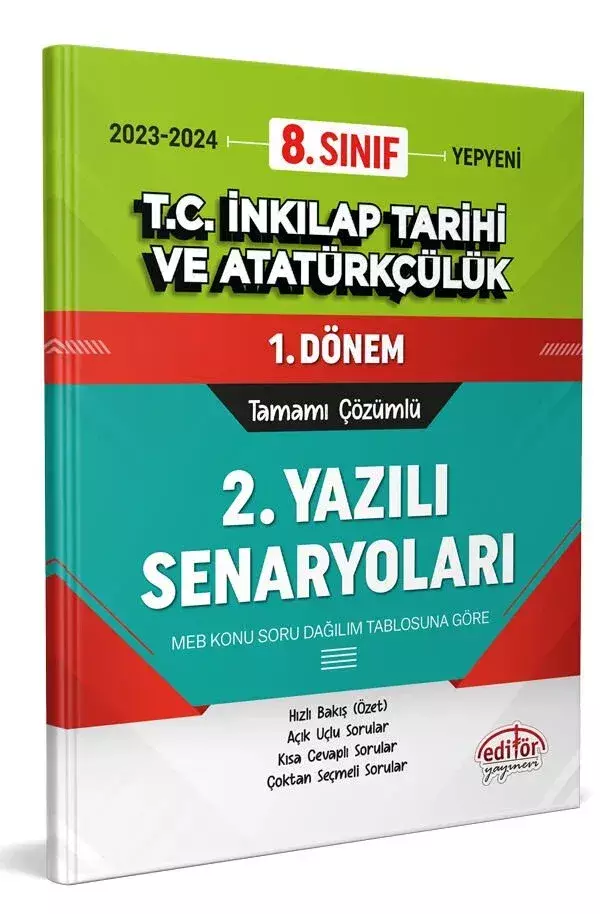 8. Sınıf T.C. İnkılap Tarihi ve Atatürkçülük 1. Dönem Ortak Sınavı 2. Yazılı Senaryoları Tamamı Çözümlü - Editör Yayınevi - Image 1
