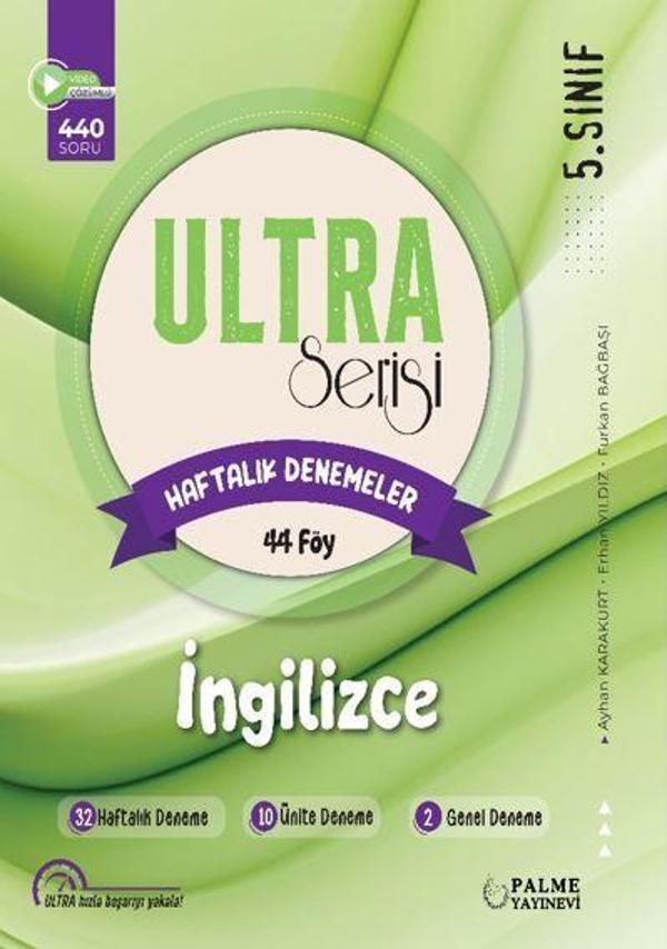 5. Sınıf Ultra İngilizce Haftalık Denemeler 44 Föy - Palme Yayınları - Image 1