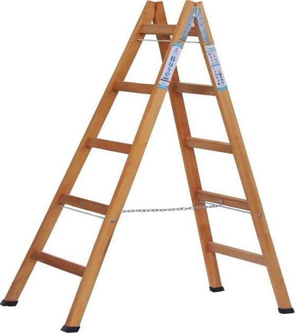 BUSE 5 BASAMAKLI A TİPİ KATLANIR GÜRGEN AHŞAP MERDİVEN 170CM - Image 1