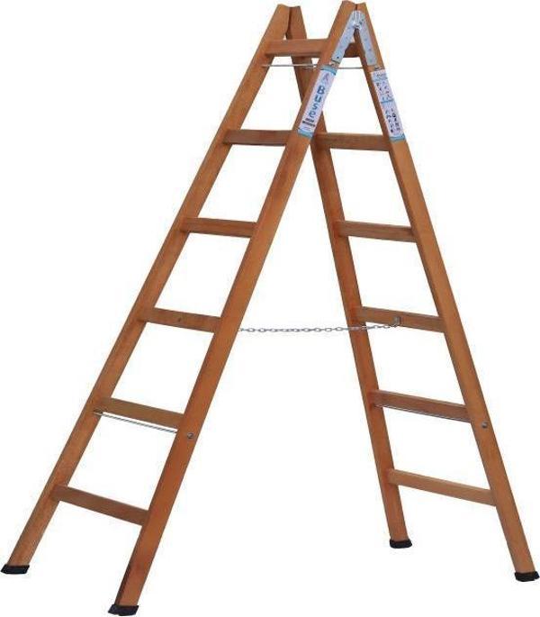 BUSE 6 BASAMAKLI A TİPİ KATLANIR GÜRGEN AHŞAP MERDİVEN 200CM - Image 1