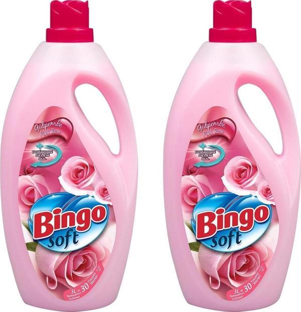Bingo Soft Gülpembe Çamaşır Yumuşatıcısı 3 lt x 2 Adet - Image 1