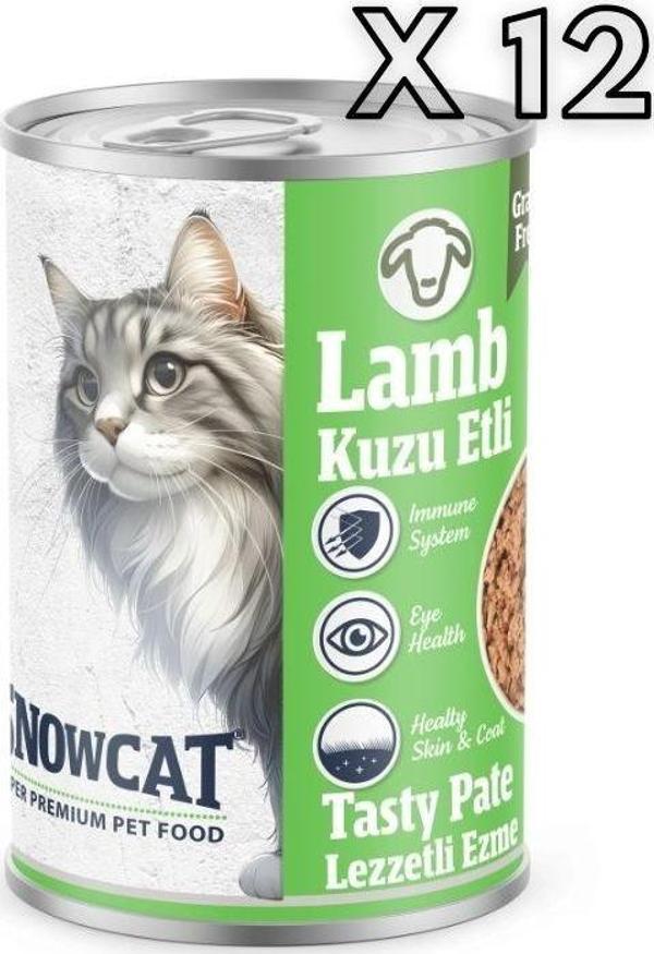 Snow Cat Premium Tahılsız Kıyılmış Kuzu Etli Kedi Konservesi 12 Adet*400 G - Image 1