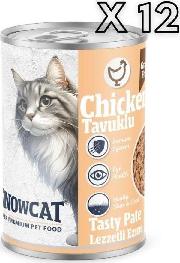 Snow Cat Premium Tahılsız Kıyılmış Tavuk Etli Kedi Konservesi 12 Adet*400 G - Image 1
