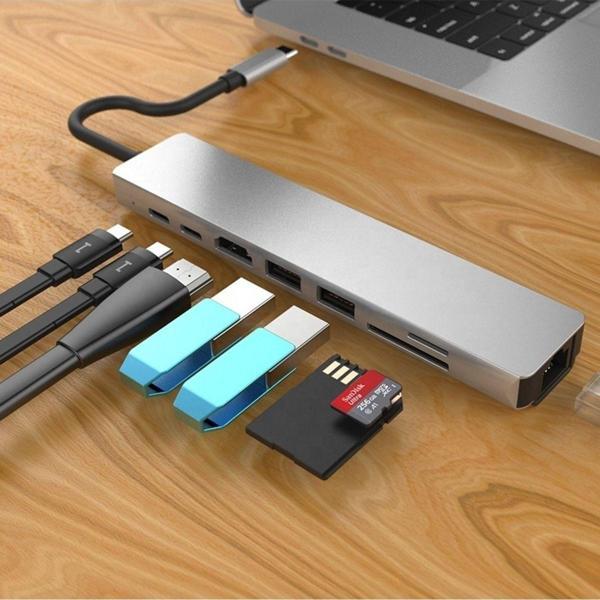 Flagen Huawei Matebook D16 Uyumlu Type-C Çoğaltıcı 8 In 1 Ethernet Sd Usb Hdmı Hub Çevirici - Image 1