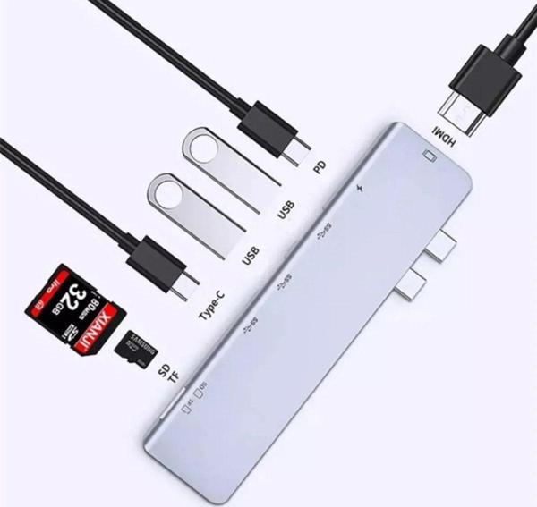 Flagen Macbook Pro Type-C Çoğaltıcı 7 In 1 Sd Usb Hdmı Çevirici Hub - Image 1