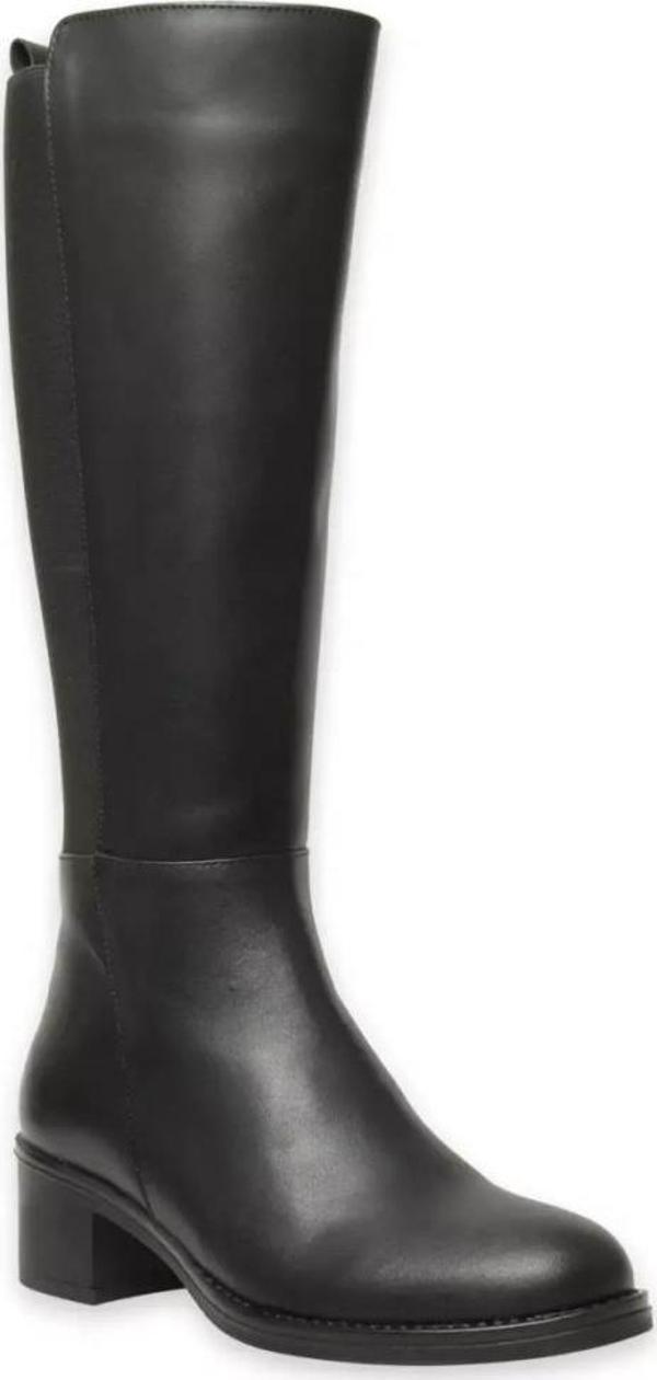 MAMMAMİA D24KC-5035 TOPUKLU LASTİK DETAYLI KADIN DERİ ÇİZME - Image 1