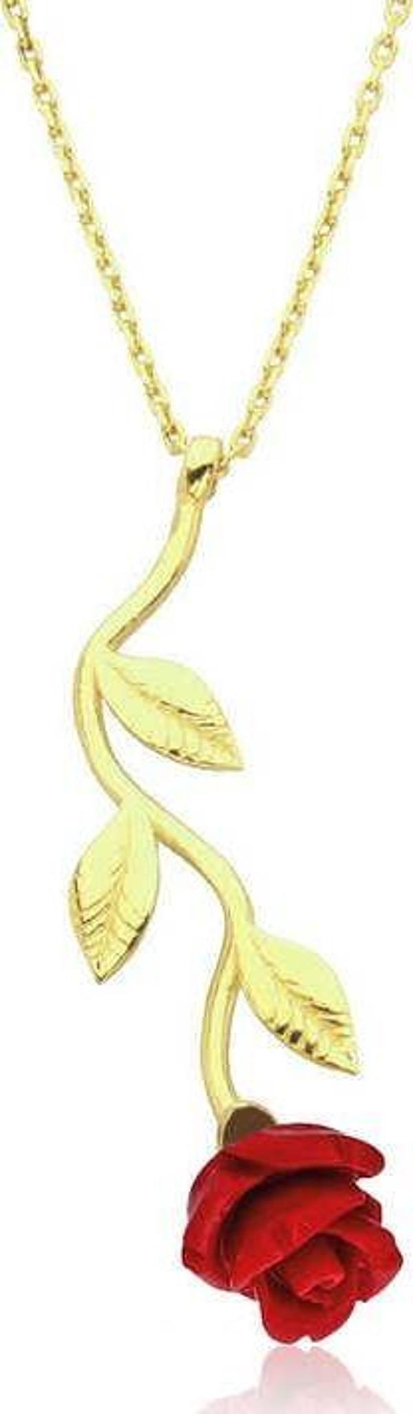 Himarry ​​925 Ayar Gümüş Kırmızı Gül Kadın Gümüş Kolye - Image 1