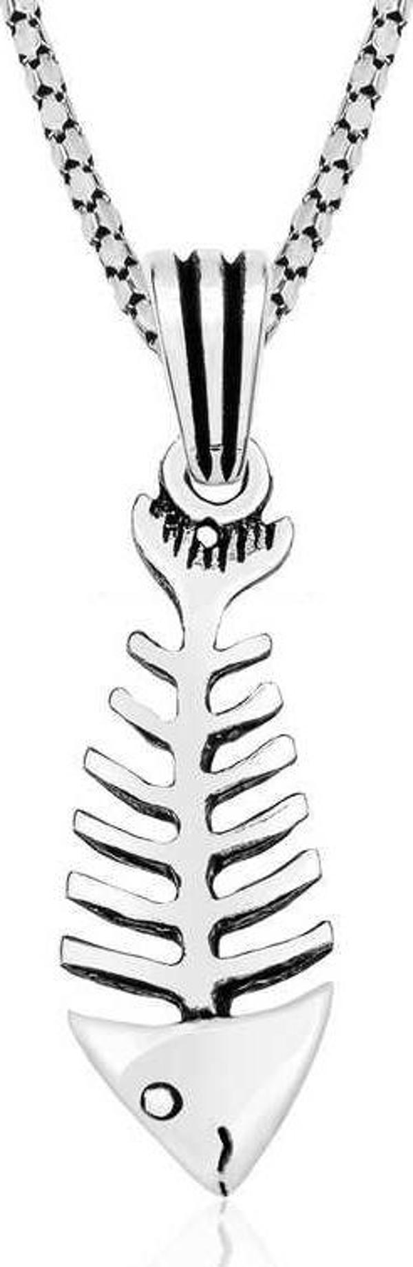 Himarry 925 Ayar Gümüş Balık iskeleti Gümüş Kolye - Image 1