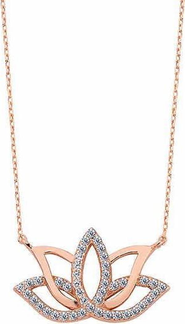 Himarry 925 Ayar Gümüş Lotus Çiçeği Gümüş Kolye - Image 1