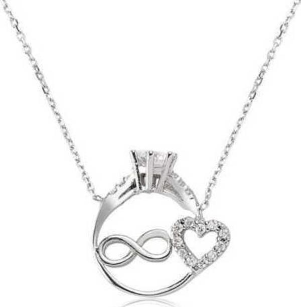 Himarry 925 Ayar Gümüş Sonsuzluk Kalpli Tek Taş Kadın Gümüş Kolye - Image 1