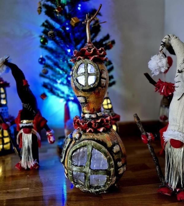 Himarry el yapımı güneş enerjili kabak aplik ev -bahçe dekuru - Image 1