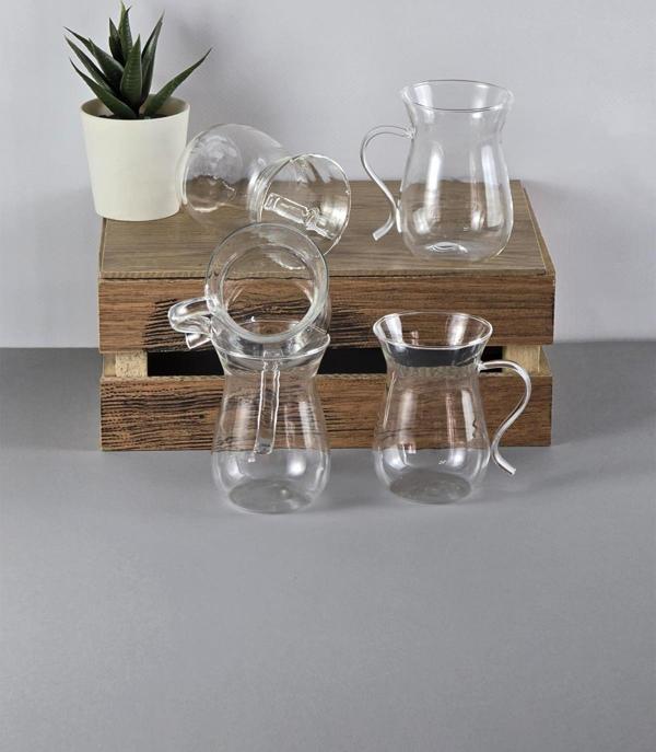 6lı Cam Çay Bardağı Seti - Kulplu Çay Bardağı Takımı - 6 Parça, 150 ML - Image 1