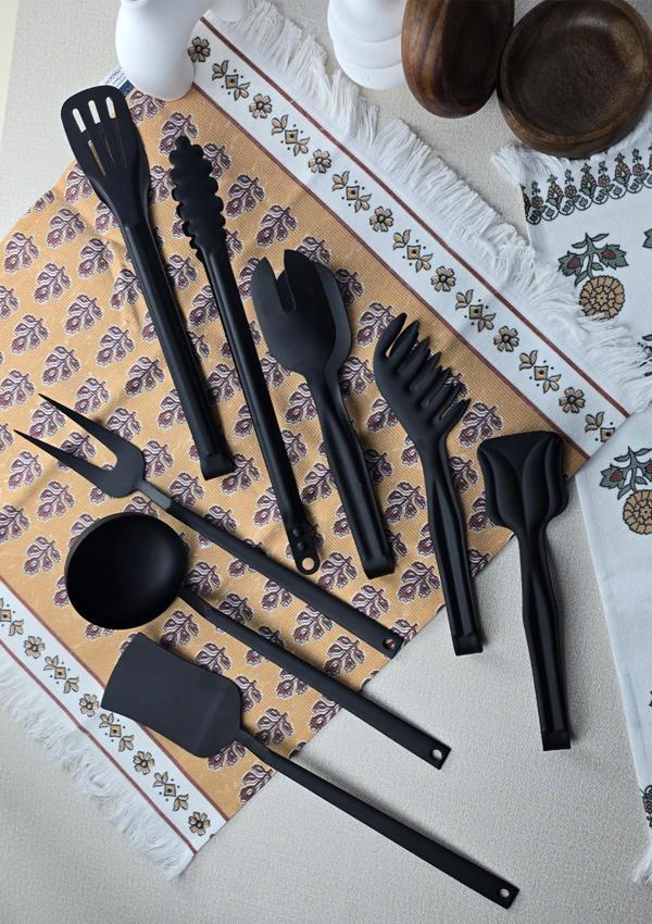 Black Servis Seti - 8li Mutfak Servis, Mangal Takımı - Paslanmaz Çelik, 8 Parça - Image 1