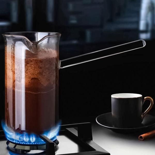 Borosilikat Cam Cezve Ateşe Dayanıklı 4 Fincanlık Lüks 350 ml - Image 1