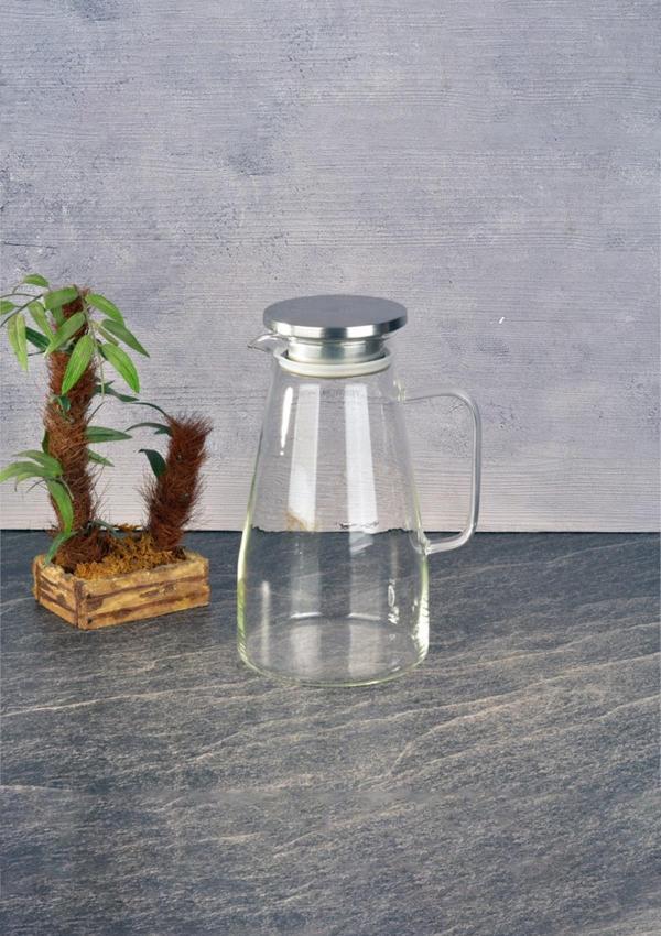 Cam Sürahi -  Borosilikat Cam Sürahi - Süzgeçli Detoks Sürahi - 1800 ML - Düz - Image 1