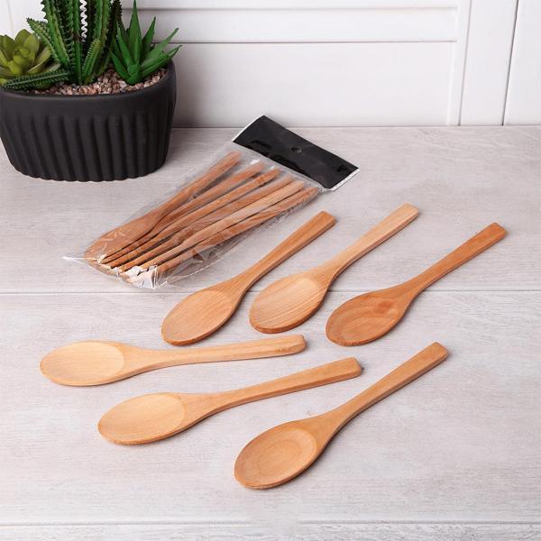Hometarz 6 lı Bambu Kaşık Salça Kaşığı Bambu Kaşık Set 17 cm - Image 1