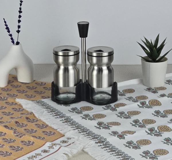 Paslanmaz Çelik Korumalı Tuzluk Seti - Stantlı 2li Tuzluk Takımı - 125 ML - Image 1