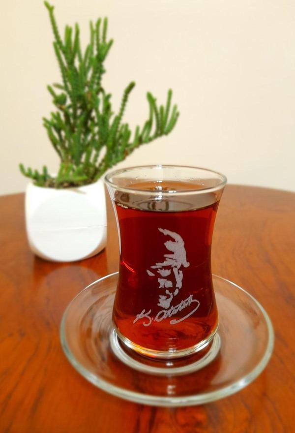 Atatürk Işlemeli 6'lı Çay Seti 155 Cc - Image 1