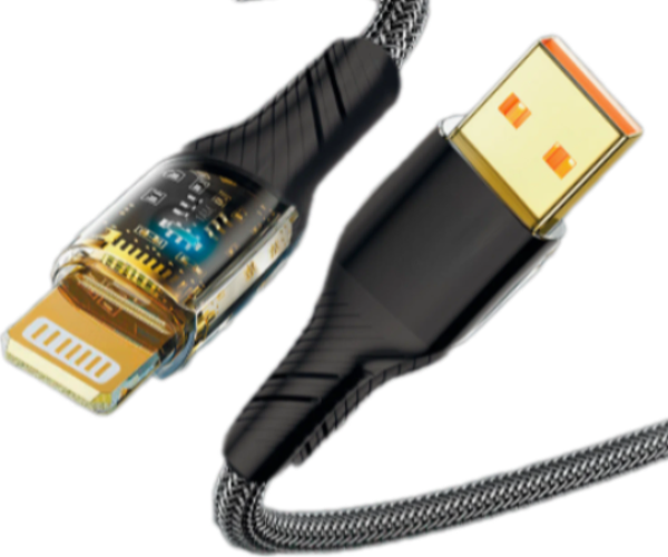 Led Işık Uçlu Sağlam İp Kablolu USB to Lightning Hızlı Şarj Kablosu - Image 1