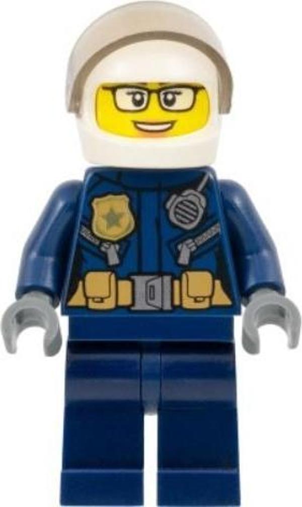 Lego Minifigür Police - Female, Leather Jacket with Gold Badge and Utility Belt, White Helmet, cty1363 - Image 1