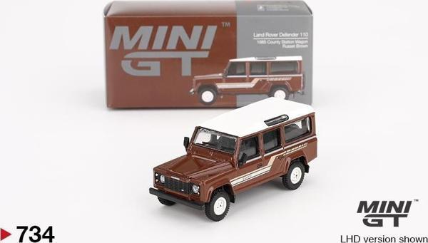Mini GT Land Rover Defender 110 1985 County Station Wagon Russet Brown 734 - Image 1