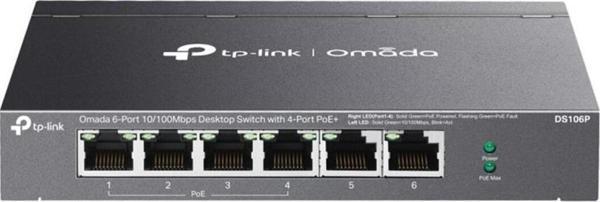 Tp-Link Omada Ds106P 4 Port 10-100 Poe+ 2 Port 10-100 Mbps Uplink Switch Çelik Kasa Rack Mount - Image 1