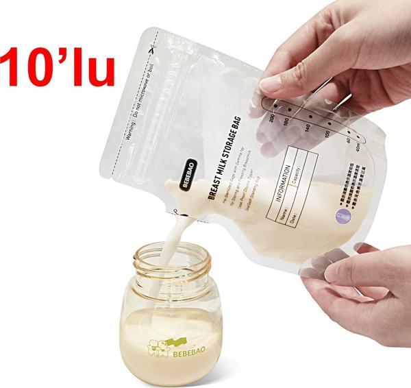 Bebebao Anne Sütü Saklama Poşeti 200 ml 10'lu - Image 1
