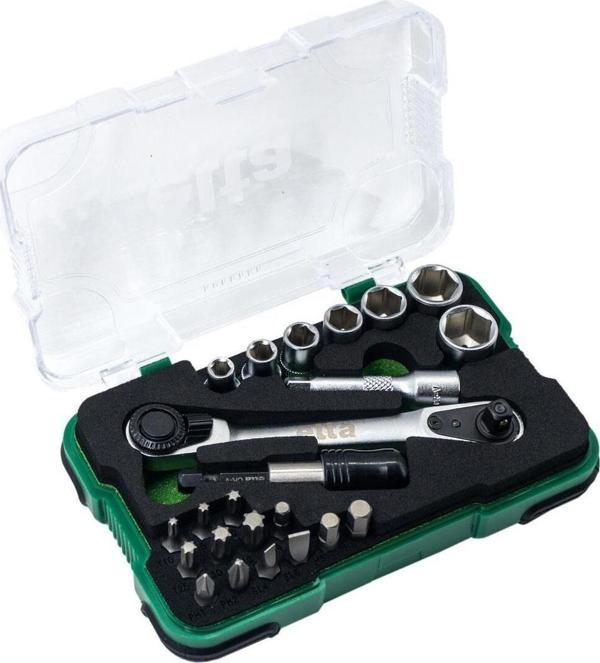 Elta 14000005079 1/4'' Altıköşe Cırcırlı Lokma Anahtar ve Bits Uç Seti 23 Parça - Image 1
