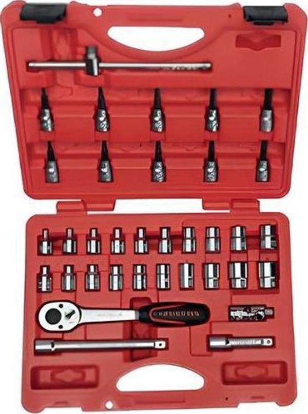 İzeltaş 14000005135 3/8” Altı Köşe Lokma Anahtar Ve Lokmalı Allen Set 35 Parça - Image 1