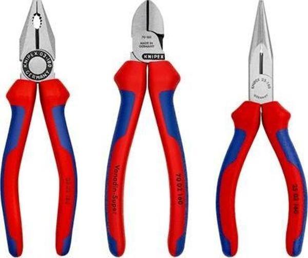 Knipex 3'lü Set Kombine Pense 180 mm Yan Keski 160 mm Karagaburun 160 mm Set - Image 1