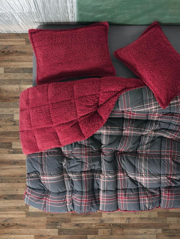 Cozy Home Festive Çift Kişilik Çift Taraflı Peluş Yorgan Noel Kırmızı - Image 1