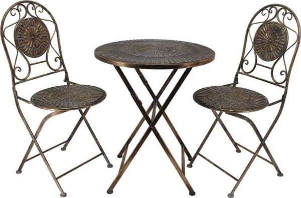 Panalı Ferforje Metal Masa Sandalye Seti Brown MG43 - Image 1