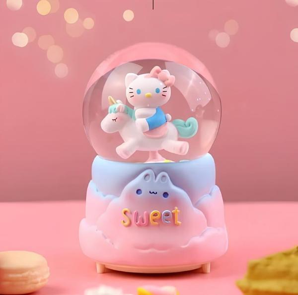 Hello Kitty Işıklı Müzikli Kar Küresi Orta Boy Alk3041 - Image 1