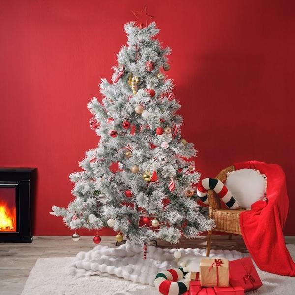 Karaca New Year Yılbaşı Karlı Kozalak Ve Çiçekli Çam Ağacı 1030 Dal 210 Cm - Image 1