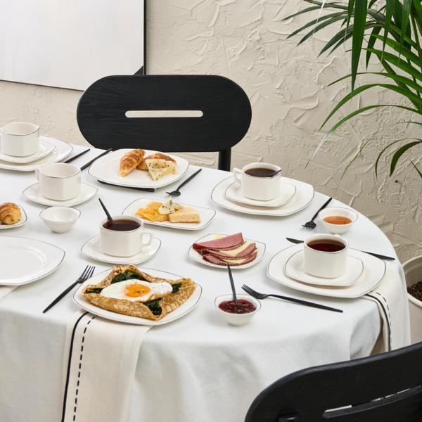 Karaca Padoca 26 Parça 6 Kişilik Kahvaltı Setı Yarım Kare Platin - Image 1