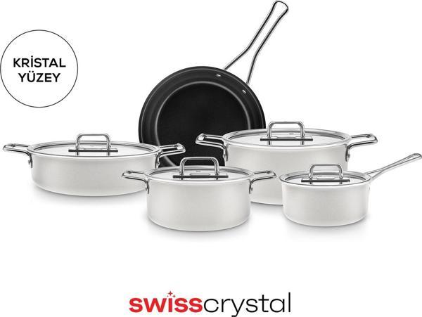 Karaca Swiss Crystal Mastermaid 9 Parça Indüksiyon Tabanlı Tencere Seti Cream - Image 1