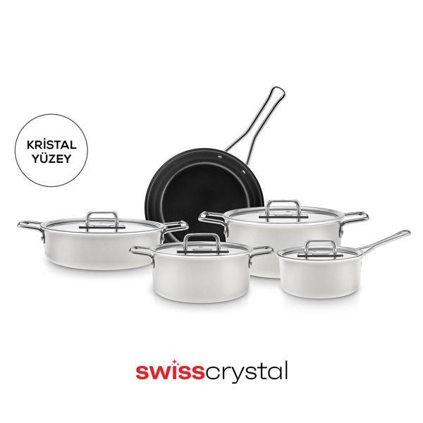 Karaca x Refika Swiss Crystal Mastermaid 9 Parça Tencere Set Cream - Image 1