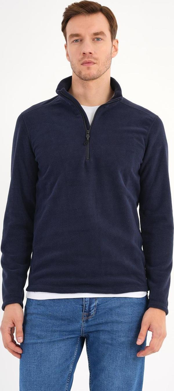 Lacivert Polar Sweatshirt Erkek Dik Yaka - Image 1