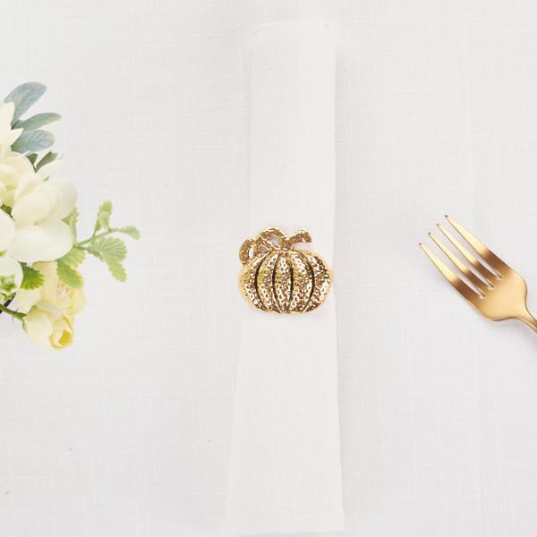 Karaca Halloween Balkabağı 4 Parça Peçete Yüzüğü Seti Altın - Image 1