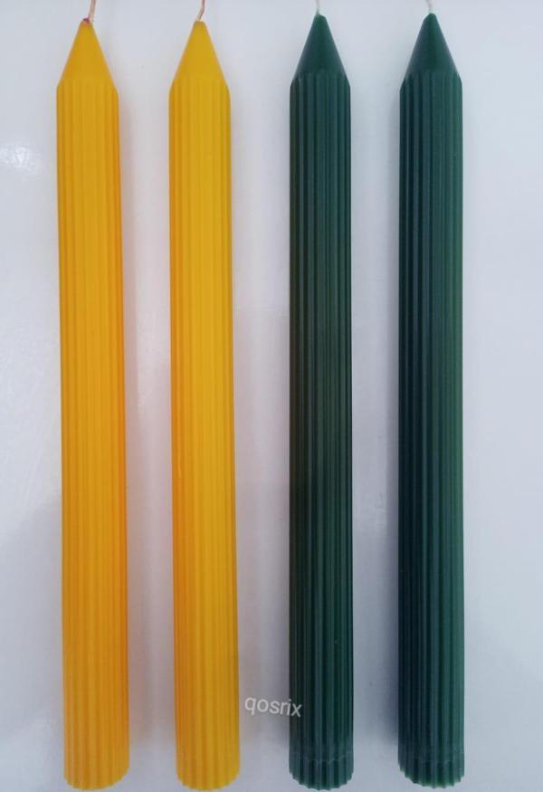 Yılbaşı Özel Serisi 4'lü Sarı Yeşil Şamdan Doğal Kokulu Soya Mumu Yeni Yıl Noel Uzun Çubuk Konik Mum - Image 1