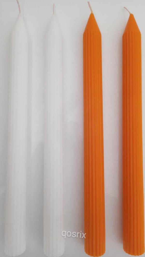 Yılbaşı Özel Serisi 4'lü Turuncu Beyaz Şamdan Doğal Kokulu Soya Mumu Yeni Yıl Noel Uzun Çubuk Konik Mum - Image 1