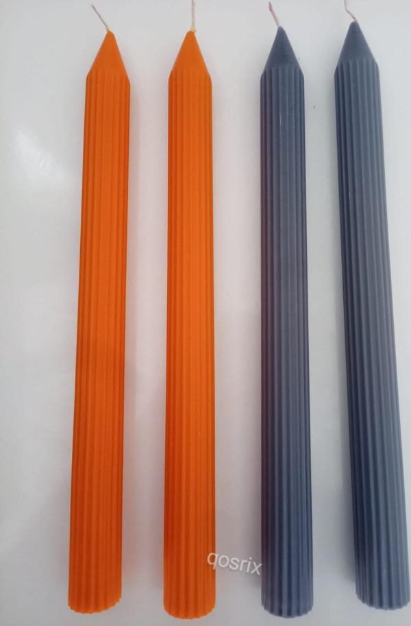 Yılbaşı Özel Serisi 4'lü Turuncu Gri Şamdan Doğal Kokulu Soya Mumu Yeni Yıl Noel Uzun Çubuk Konik Mum - Image 1