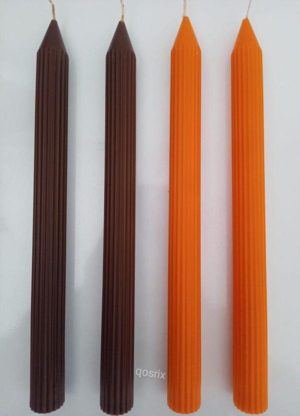 Yılbaşı Özel Serisi 4'lü Turuncu Kahverengi Şamdan Doğal Kokulu Soya Mumu Yeni Yıl Noel Uzun Çubuk Konik Mum - Image 1