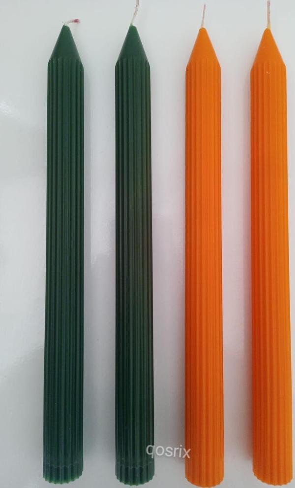 Yılbaşı Özel Serisi 4'lü Turuncu Yeşil Şamdan Doğal Kokulu Soya Mumu Yeni Yıl Noel Uzun Çubuk Konik Mum - Image 1